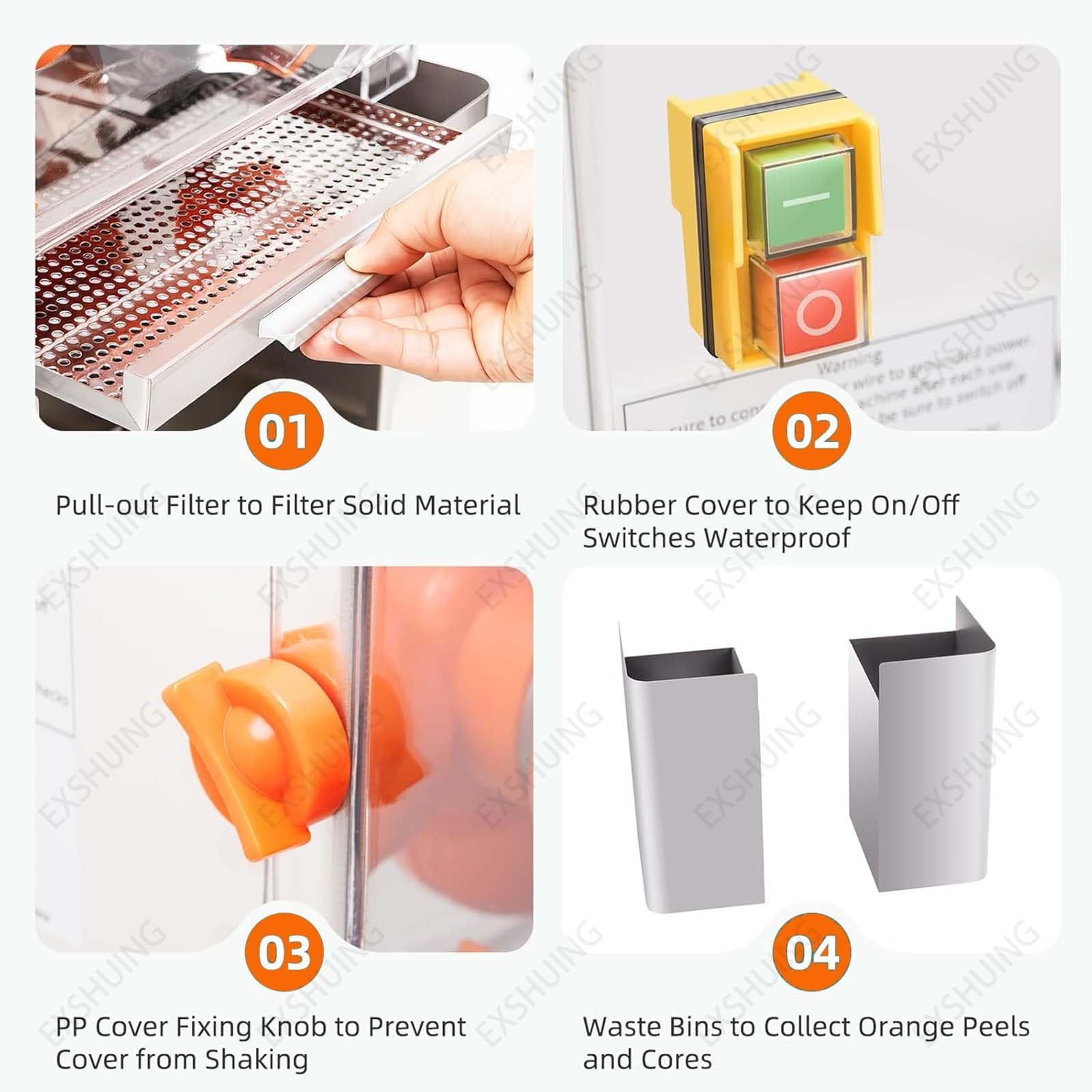 Exprimidor Automático Comercial De Frutas Y Cítricos, Eléctrico, De Acero Inoxidable, Con Un Rendimiento Del 40-50%, Capaz De Extraer 30 Naranjas Por Minuto
