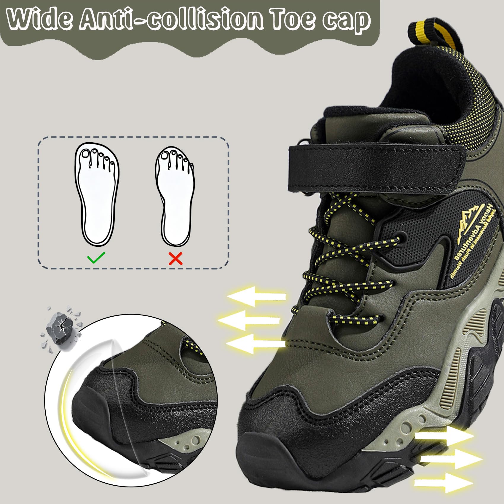 Botas de senderismo para niños, impermeables, para caminar, para exteriores, ligeras, para senderismo, camping, escalada, Green, 36 2/3 EU