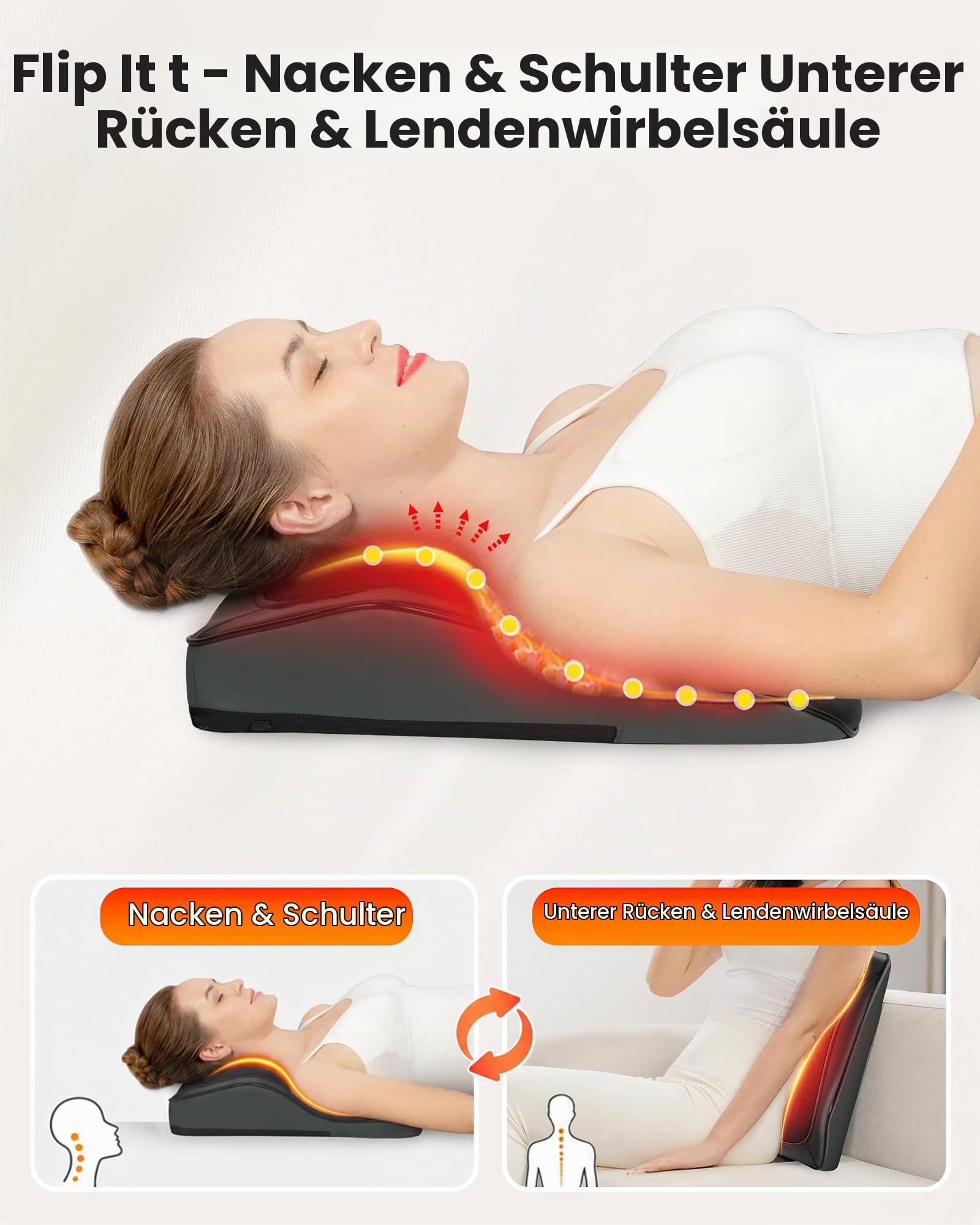 COMFIER Nackenmassagegerät, Shiatsu Massagegerät 4D Knet Rückenmassagegerät, Massagekissen für Nacken, Schulter Rücken, Geschenke für Männer, Frauen, Mama, Papa