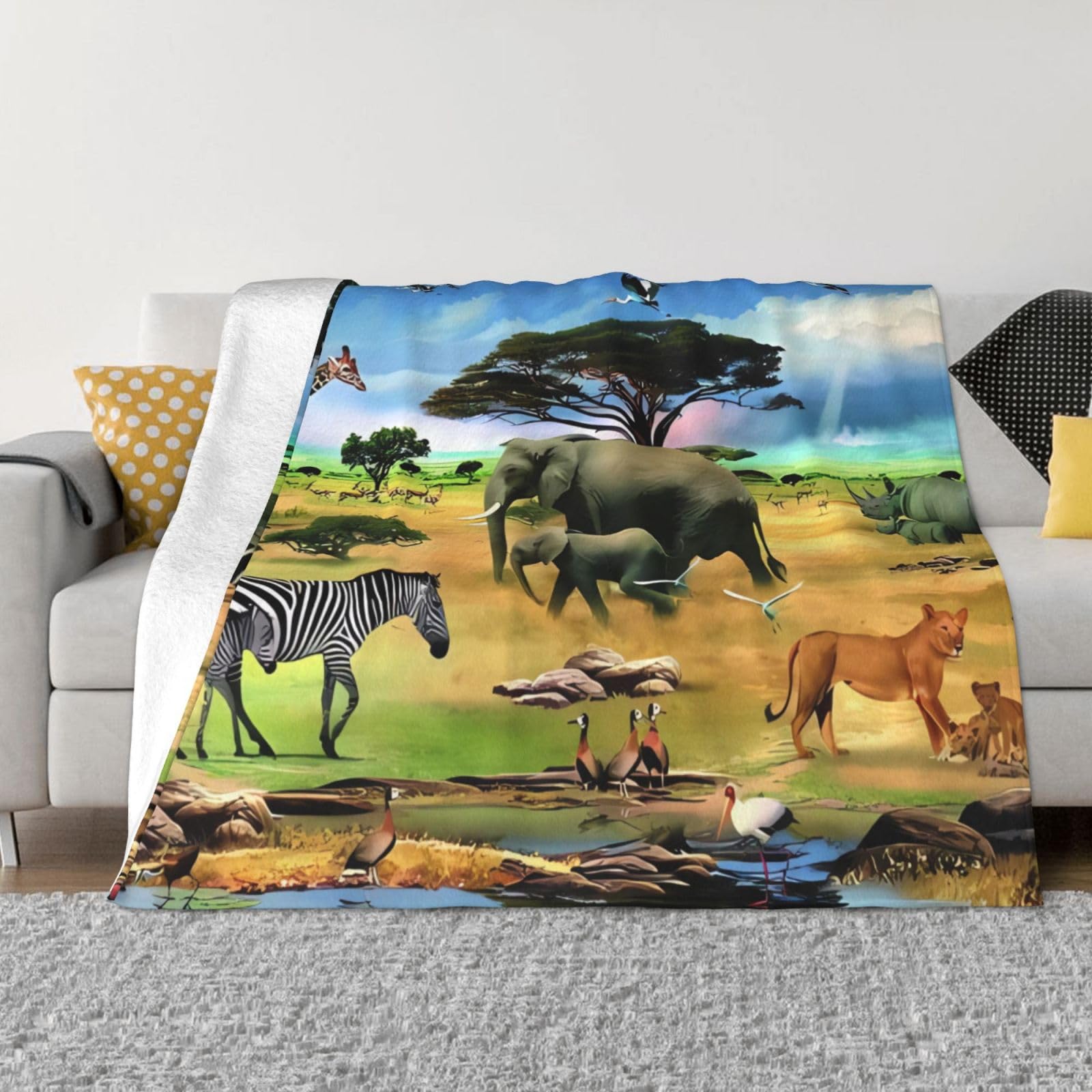 Couverture chaude flanelle imprimée animaux couverture voyage lit canapé salon