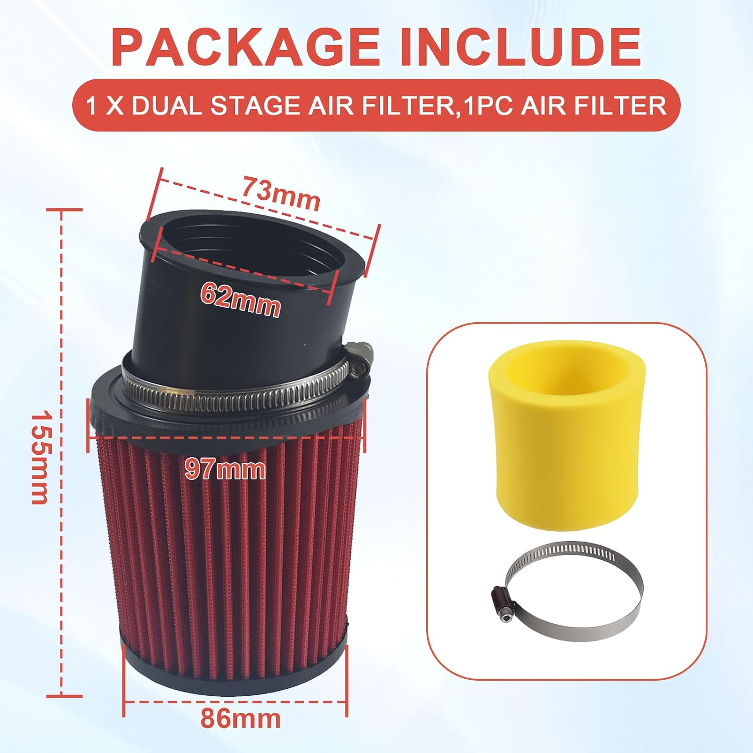 62mm Air Cleaner for Predator 212cc 196cc 420cc for Coleman CT200U CT200U-EX BT200X CT100U Mini Bike KT196 for Baja MB200 Go Kart Honda 6.5Hp GX160 GX390 Clone Engine Mini Bike Go Kart