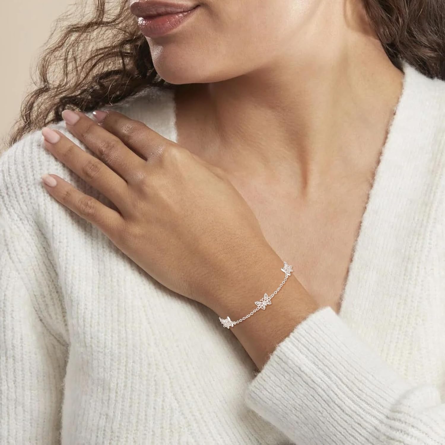 Palpitate Butterfly Bracelets for Women S925 Sterling Silver Butterfly Bracelet Charm Chain Dainty Jewelry Christmas Gifts for Women Her Adjustable - Image 6