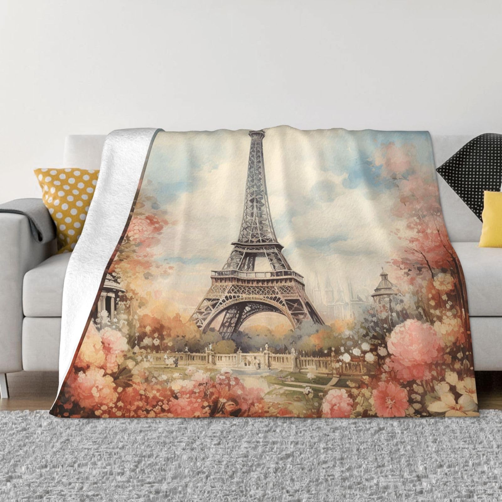 Couverture polaire Tour Eiffel pour canapé et lit - Douceur Paris chez vous 76x102