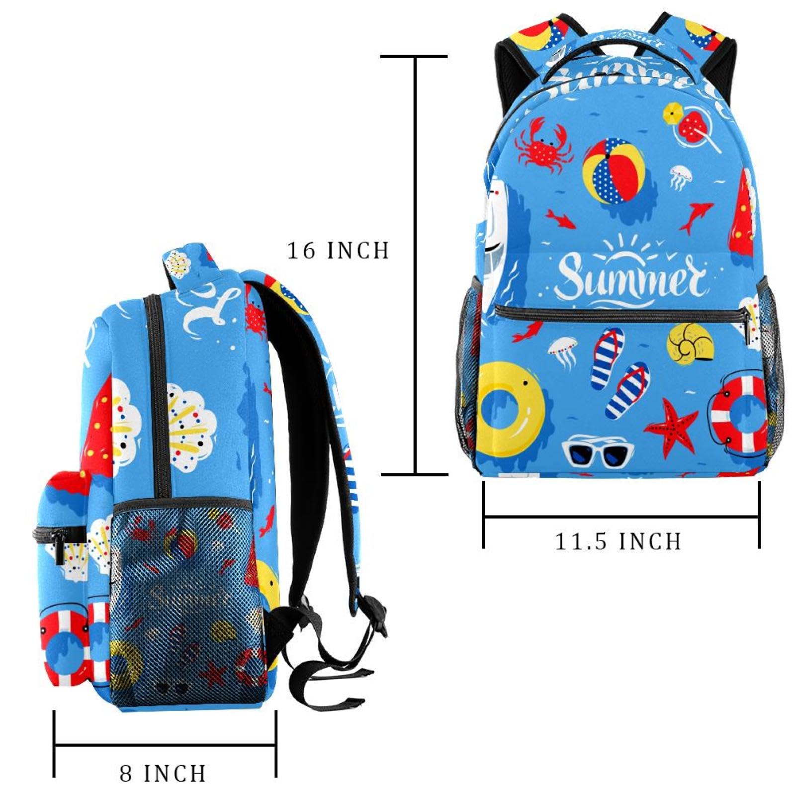 Zaino scolastico per uomini e donne, borsa da viaggio per computer portatile blu estivo, zaino leggero per università, zaino casual per libri