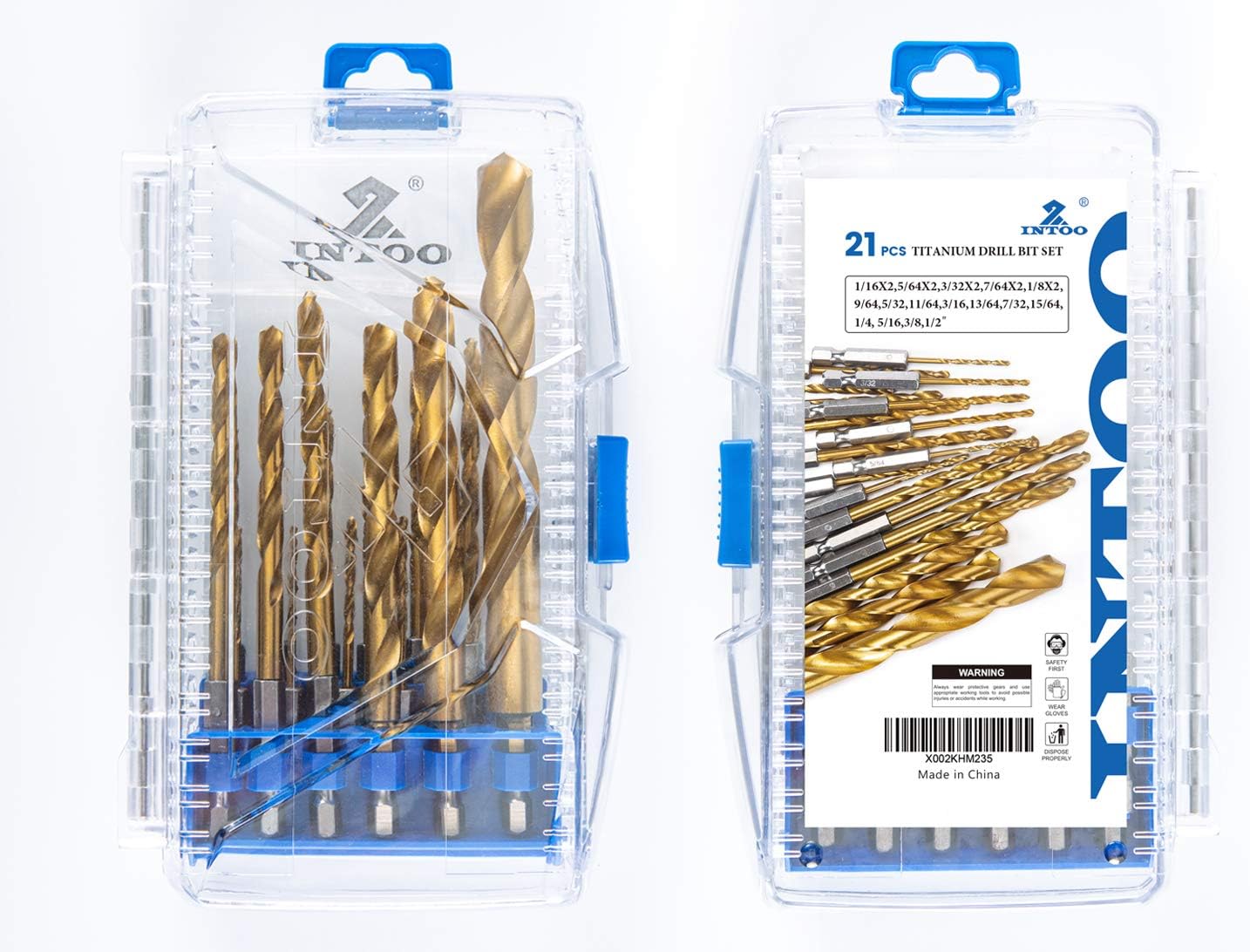 INTOO Drill Bit Set 21 Piece 1/16"-1/2" Quick Change Impact Driver Bit Set - - 