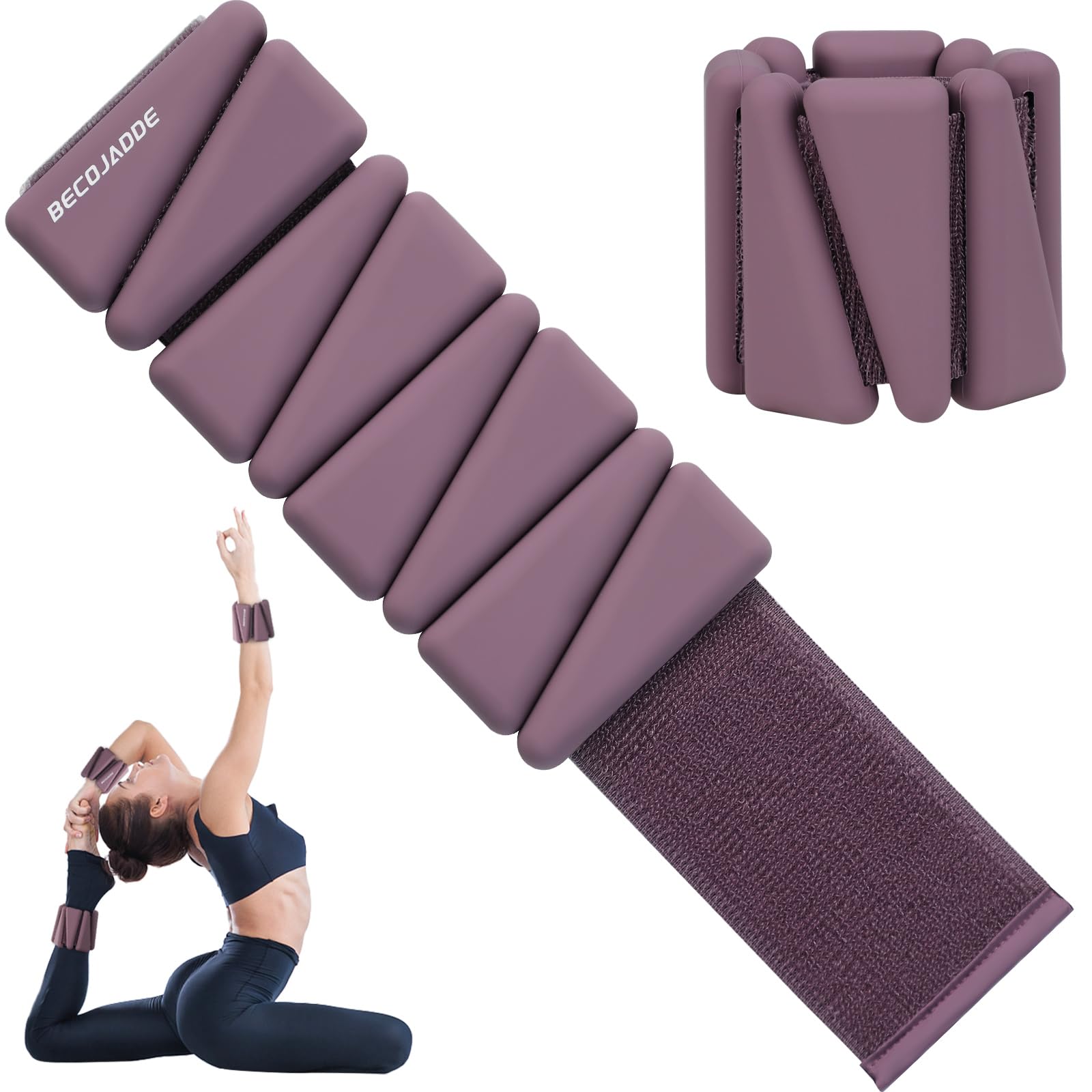 BECOJADDE Ankle Weights Set of 2 (1 lb/2 lb/3 lb Each) Adjustable Wrist Weights for Women Men Wearable Arm Leg Weight for Pilates, Running, Walking, Workout, Yoga