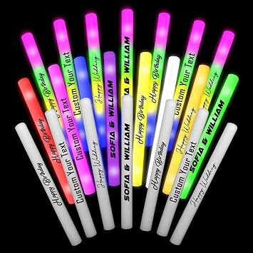 Custom Foam Light Up Sticks Bulk Personalized Glow Sticks for Wedding Birthdays Parties DJ Concerts Festivals Dance Floor Props-20 PCS