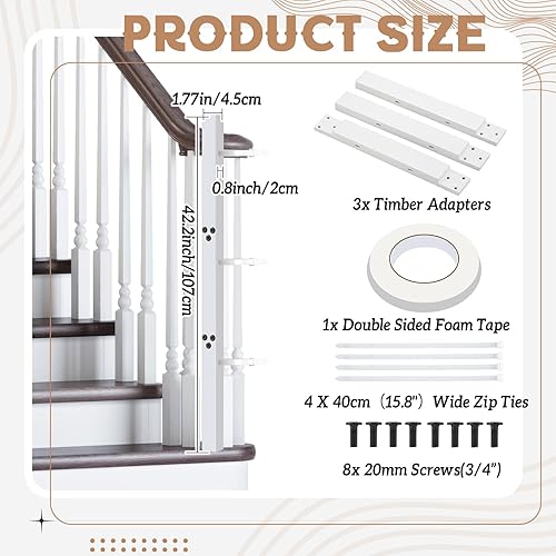 Miniatura 3 de Chunful 1 paquete de adaptador universal para barandilla para puerta de bebé, sin perforación, kit de montaje para postes redondos, cuadrados, de
