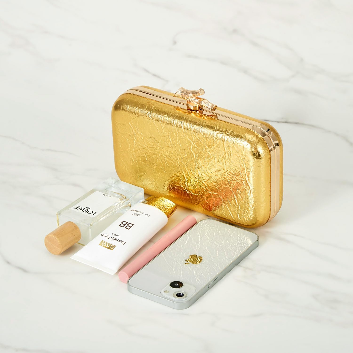 Women Clutch Purse Satin Pleated Evening Clutch Handbag Metallic PU Shoulder Crossbody Bag Woven Classic Clutch Bag - Image 5