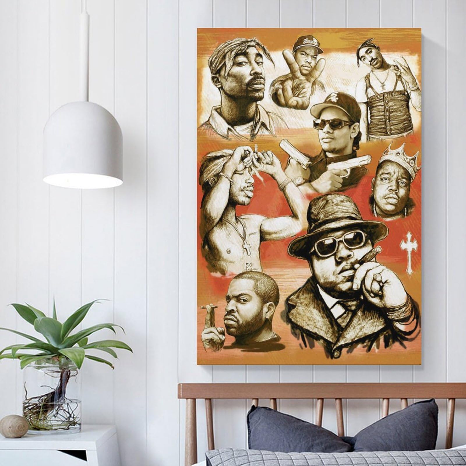 Poster su tela, motivo: cantante rap, hip hop, tutte le stelle, stampa artistica da parete, decorazione per la casa, poster artistico, 60 x 90 cm