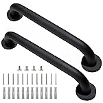 Rackickyer Shower Grab Bar, 2 Pack 16 Inch Black Bathroom Grab Bar, 1.25 Diameter 304 Stainless Steel Anti-Slip Grab Bars for Bathtubs and Showers, Handicap Shower Grab Bar for Seniors Elderly