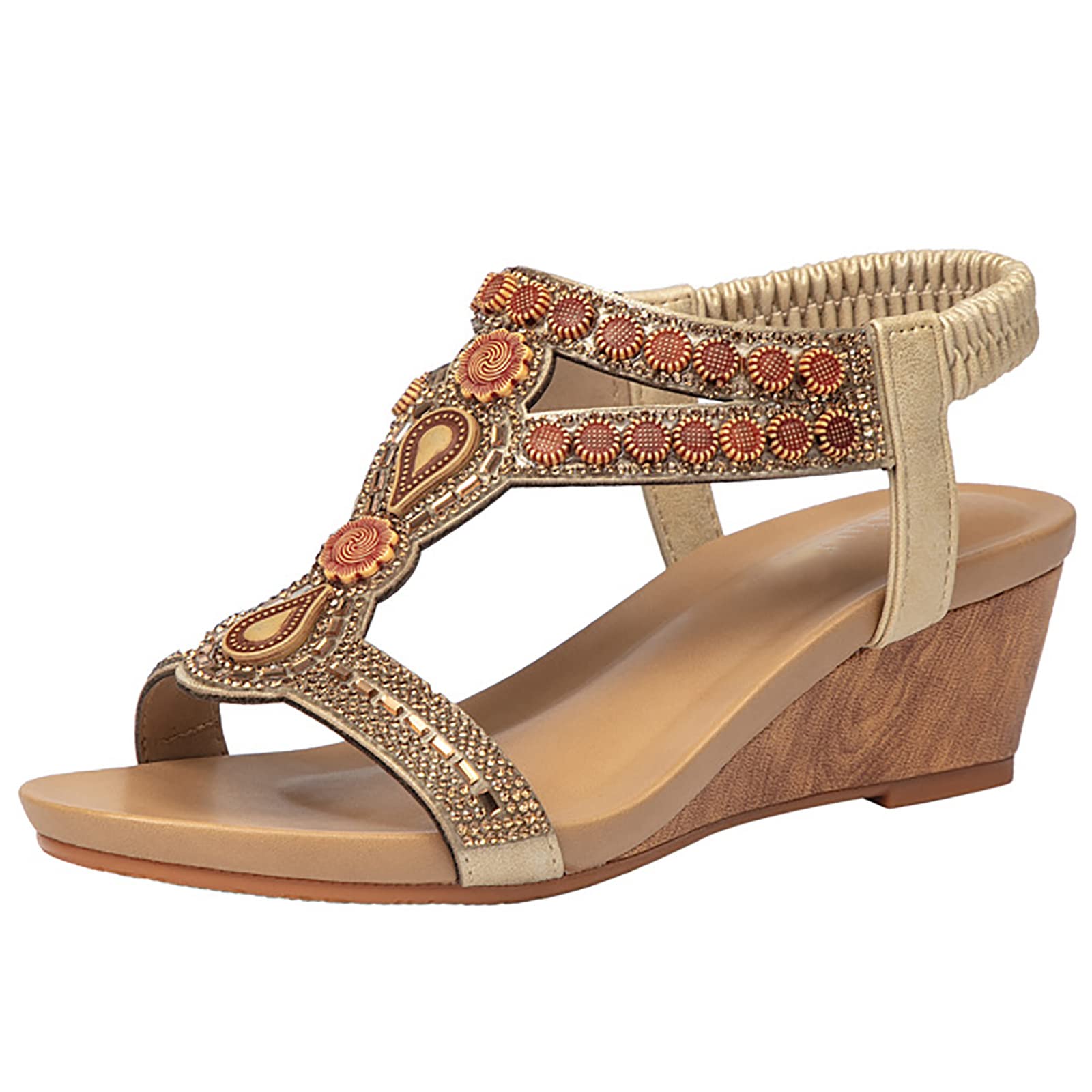 Donna Roman Estivi Sandali con Zeppa Tacco Alto Eleganti Vintage Casual Moda Scarpe Spiaggia Bohemian Sandali Infradito da Donna Sposa