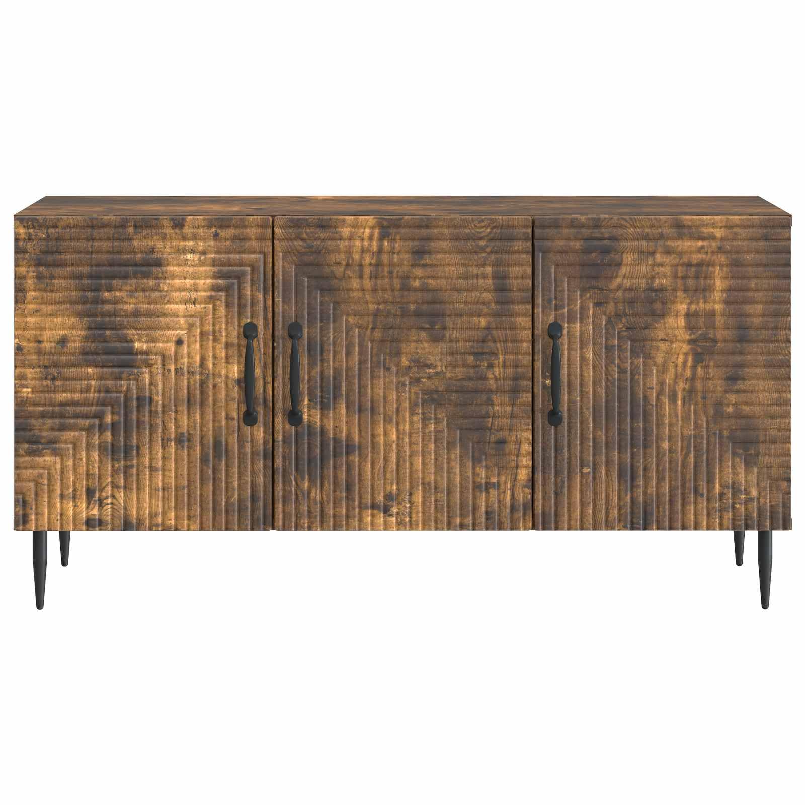 Mobile TV in legno di rovere affumicato, 99 x 34,5 x 50 cm, con gambe sottili in metallo, spazioso, versatile, per soggiorno, console multimediale, console da gioco