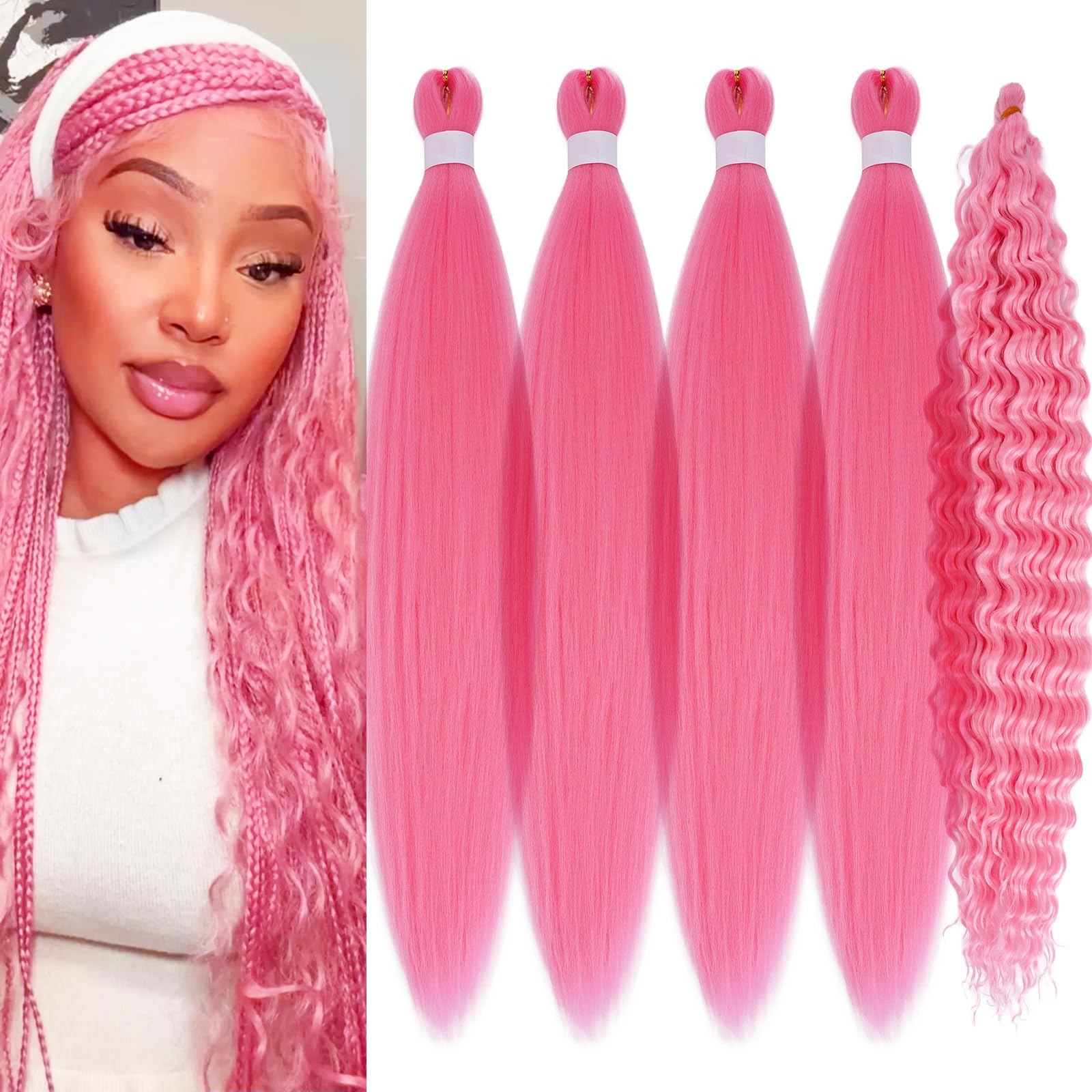 Amazon.com : Pink Braiding Hair Pre Stretched with Boho Braids