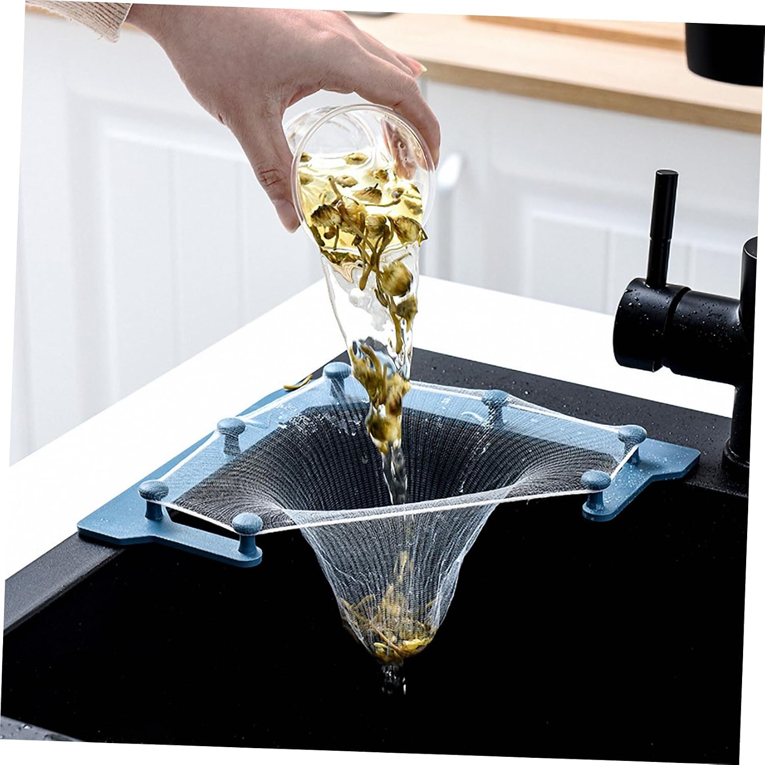 Sink Mesh Bag Holder for Kitchen Waste Disposal Compact Strainer Rack with Mesh Bags for Preventing Clogs and Saving Space Your Sink Area