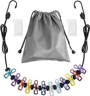 Retractable Travel Clothesline, Portable Clothesline (Including 2 Compressible Towels) 12 clothespins, Suitable for Indoor and Outdoor, Balcony, Outdoor Camping use Multicolor