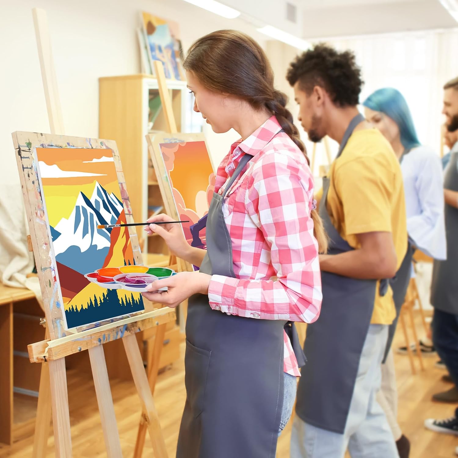 Zhanmai 88 Pcs 8 x 10 Inch Pre Drawn Canvas for Painting Kit Pre Stretched Canvas for Sip and Paint Party Favor Coloring DIY Virtual Party Birthday Gifts Adult's Date Night(Natural Scenery)