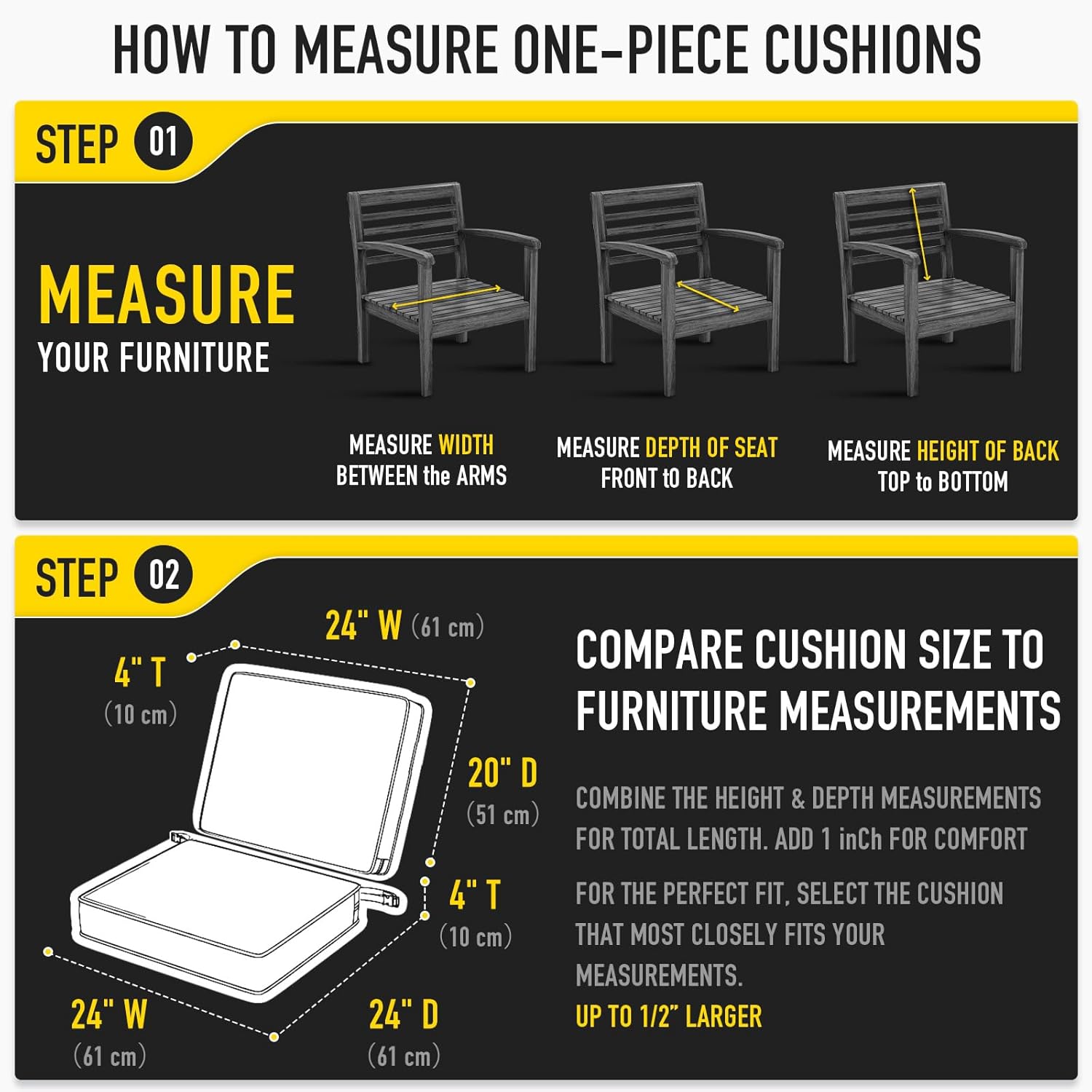 SUNROX All-Weather DryFast Foam Outdoor Patio Furniture Cushions, FadeShield Water Resistant Deep Seat Cushion with DryMesh Drainage, Durable Low Maintenance Couch Cushion, 24"x24"x4" Heather Chestnut