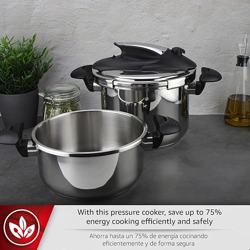 Miniatura 6 de Magefesa Nova - Juego de olla a presión para estufa, 4.2 cuartos de galón y 6.3 cuartos de galón, cocción rápida, fácil bloqueo, acero inoxidable