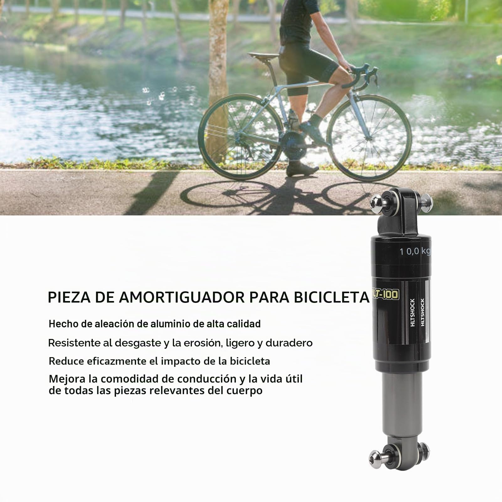 Amortiguador trasero Equlup, 185 mm/7,3 pulgadas, 1000 Lbs, Aluminio, para MTB y eléctrica