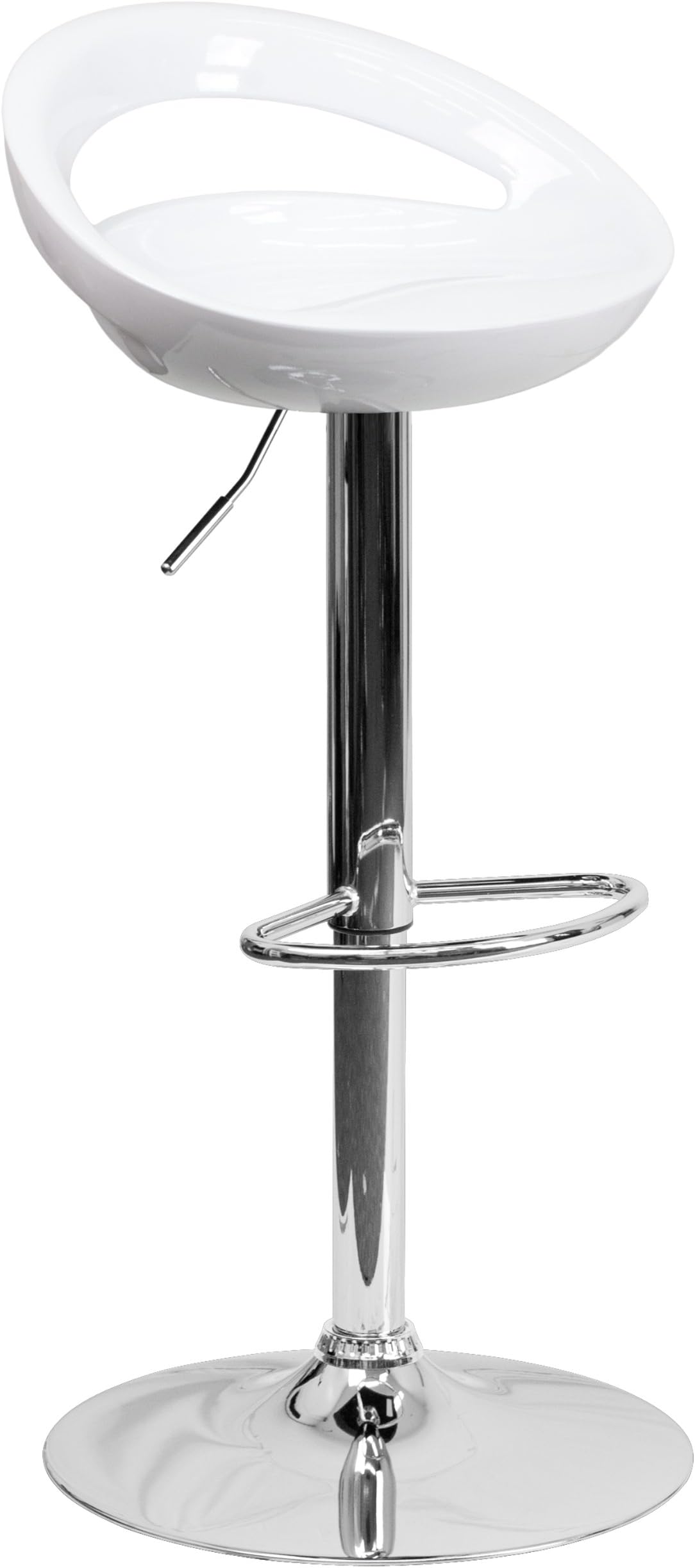 Flash Furniture Plastic Adjustable Height Barstool, Set of 1, White