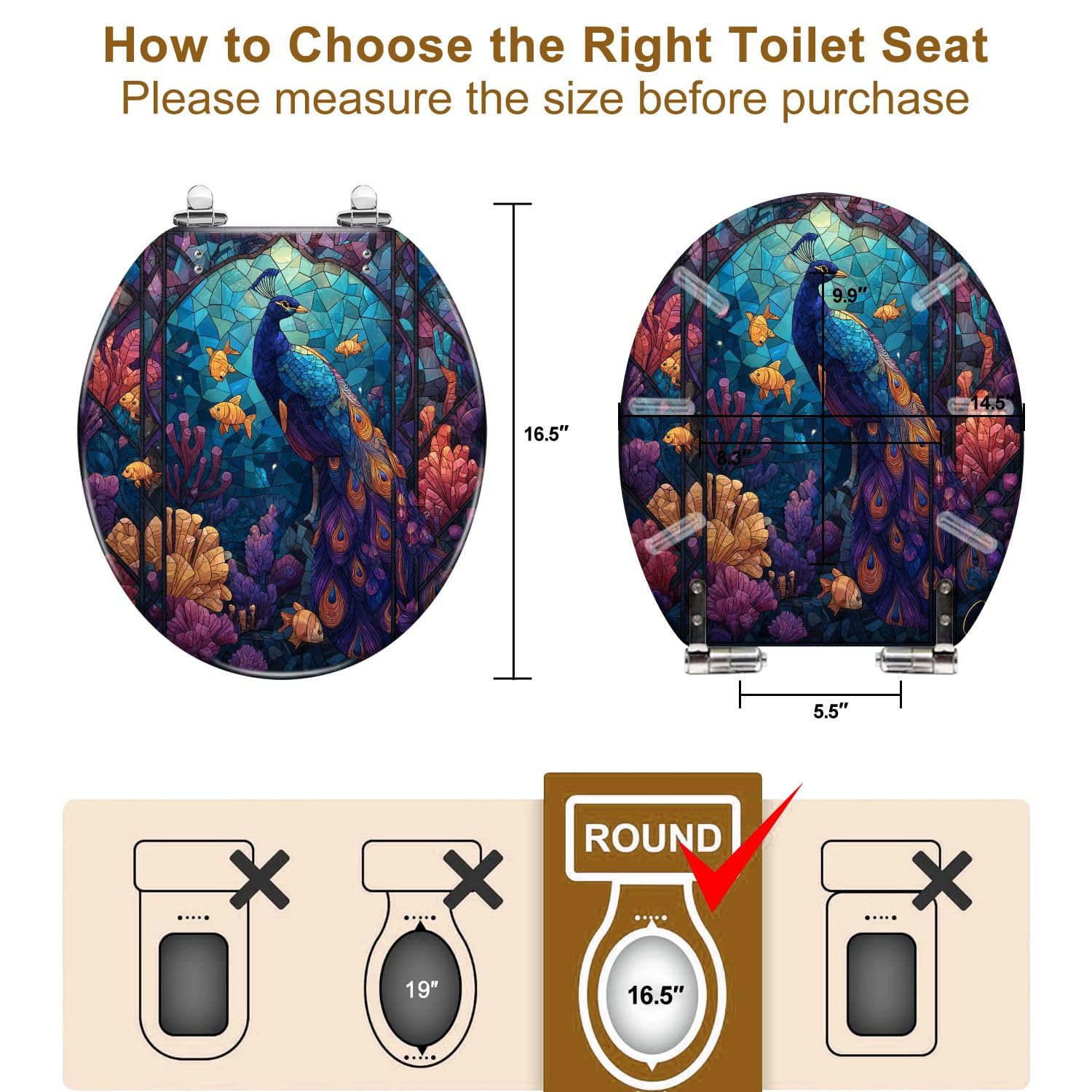 Asiento de Inodoro Redondo de vidrieras ArtisanCraft para baño