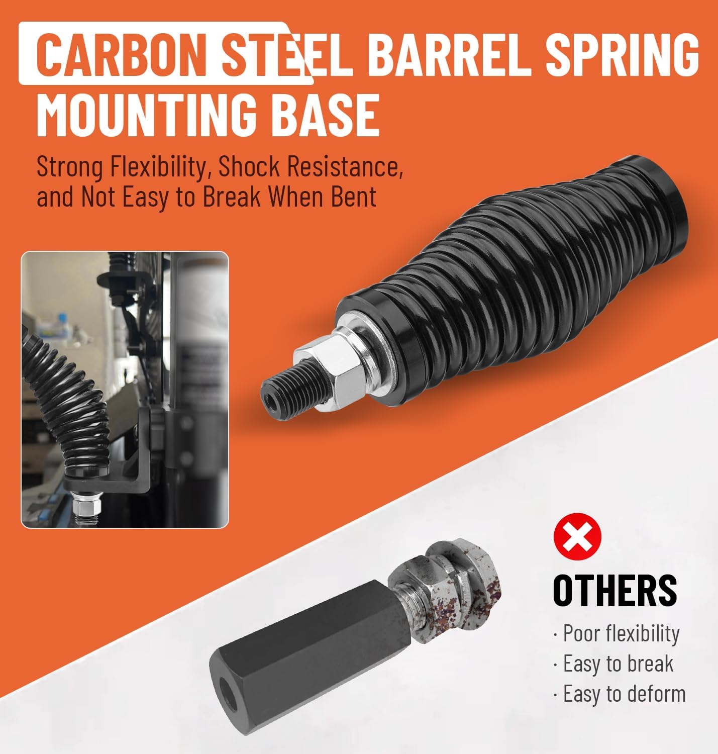 Sand Safety Flag with Barrel Spring Mounting Base, 12" x 12" PVC Reflective Flag, 9.3Ft Max Height, Compatible with UTV, ATV SUV, Truck & Off-road - Image 3