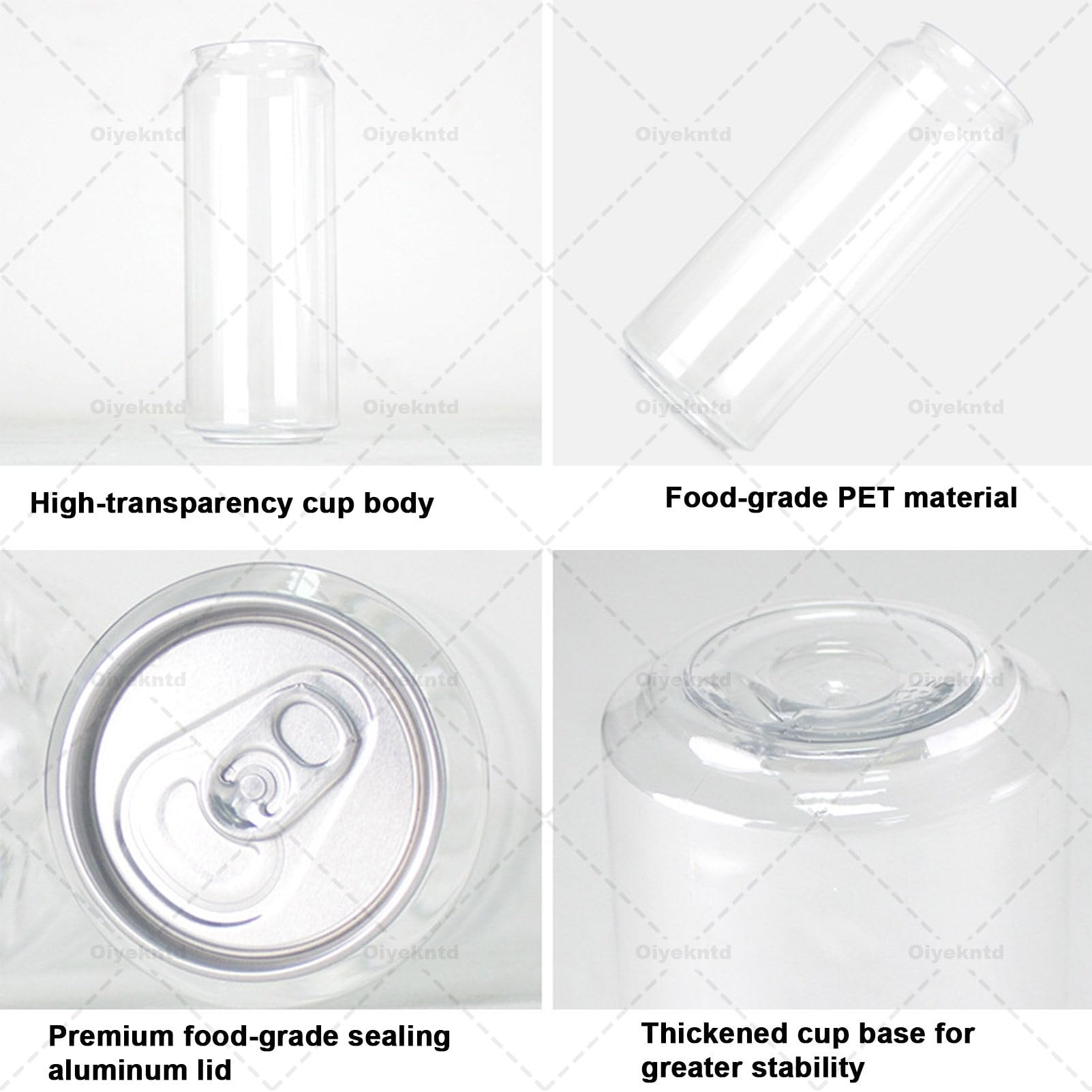 Paquete de 200 Vasos Desechables de plástico para sellar latas con Tapas de Aluminio: Botellas de Pet a Prueba de Fugas para Jugo con Tapas compatibles con máquinas selladoras de latas 500ml