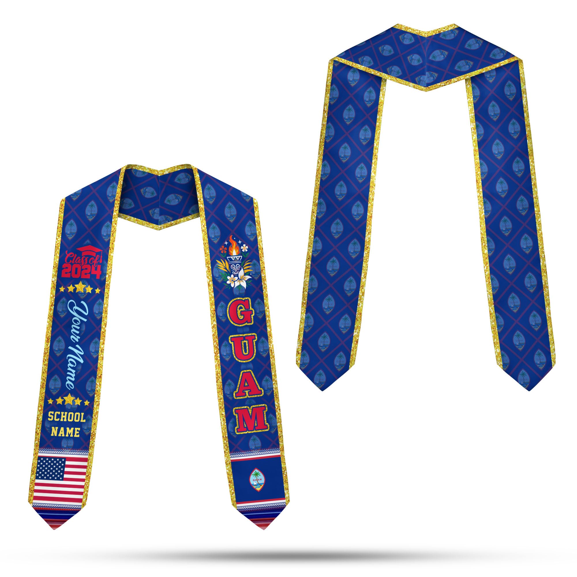MonkeyVan Guam Graduation Sash Guam Guamanian Flag Stole Guam Sash Graduation 2025 Guam Graduation Stole 2025 Class of 2025 Gu7