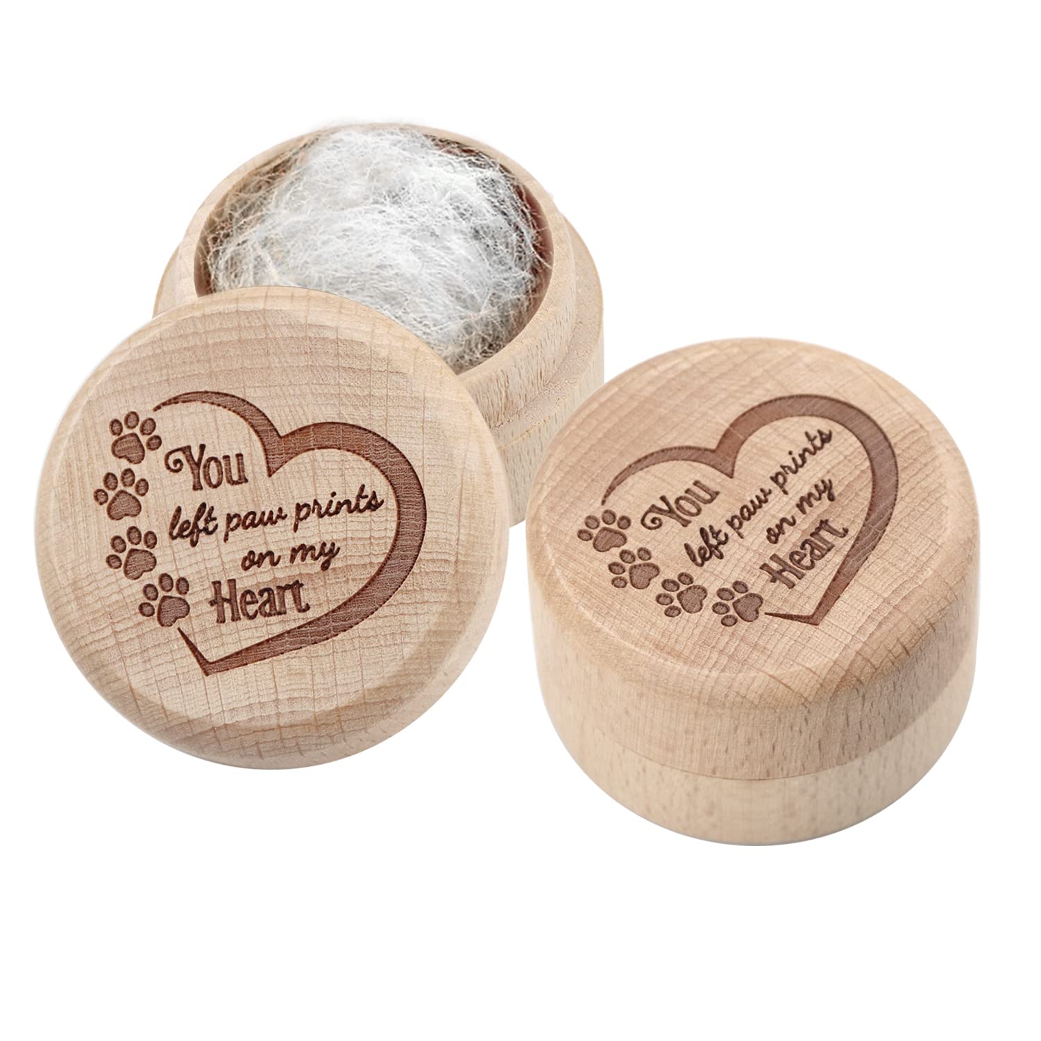 Wooden Pet Memorial Box Carved Souvenir Box Fur Keep Sake Gift For Lost Pet (2pcs Box)