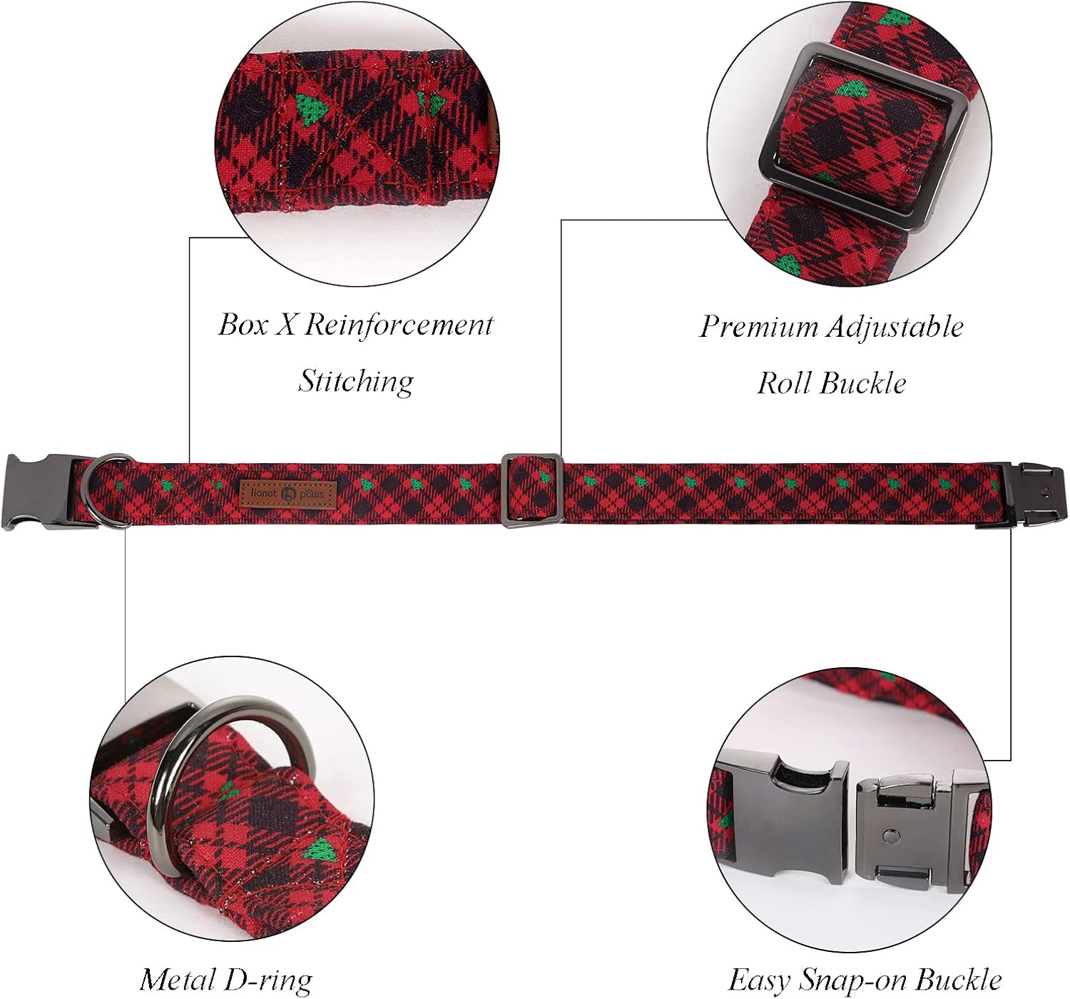 Lionet Paws Christmas Dog Collar with Bowtie - Image 3