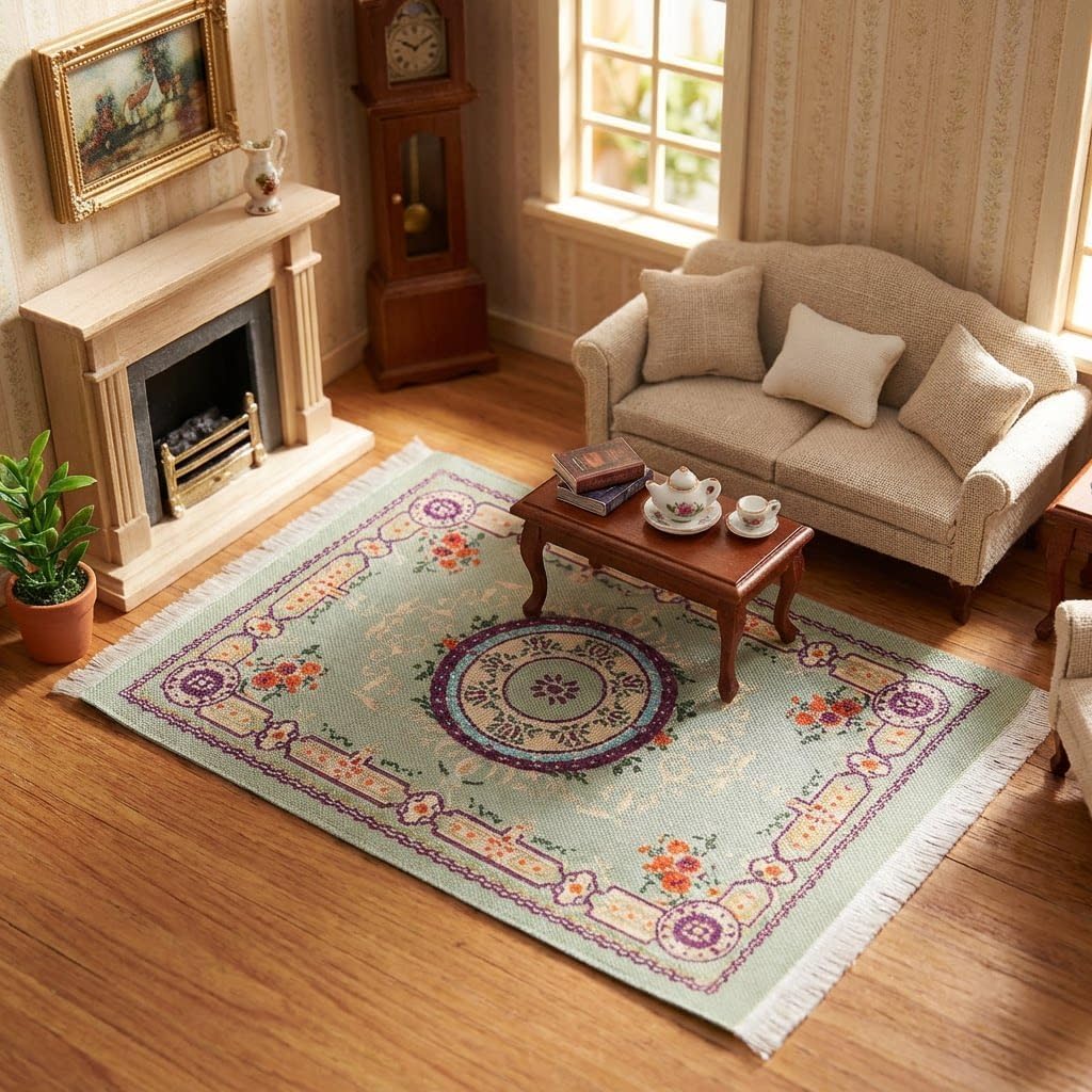 LUOZZY 6 Pcs Miniature Dollhouse Rugs Vintage Woven Carpet Set 1:12 | Six Assorted Oval Rugs Add Color and Texture to Mini Rooms, for 1:12 Dollhouses, Living Areas, Bedrooms, and Diorama Scenes