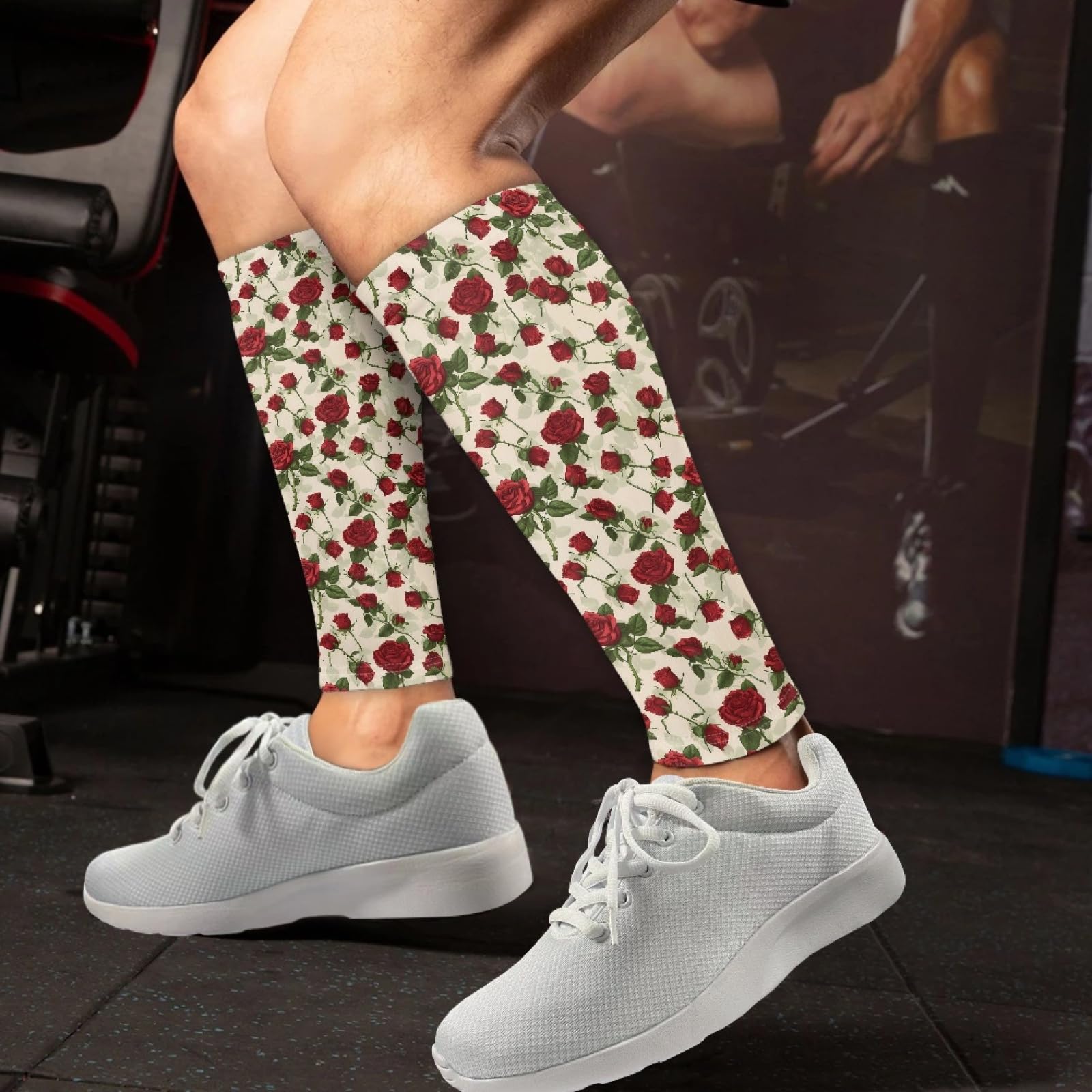 TOADDMOS Calf Compression Sleeve 1 Pair Calf Support Shin Splints for Men and Women Leg Compression Socks, Rose Flower