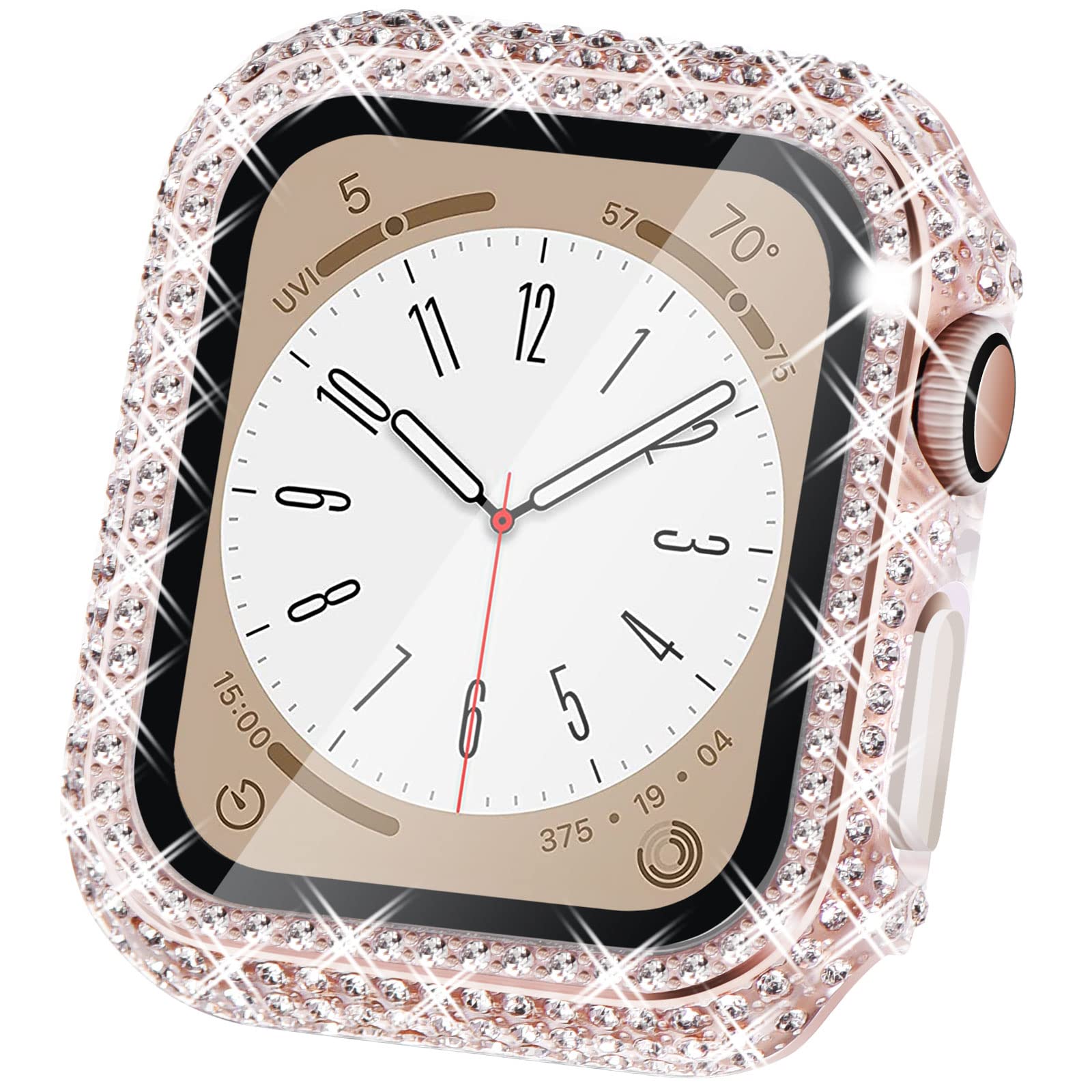 WINGLE Compatible with Apple Watch Screen Protector 44mm SE 3 2 1/ Series 6 5 4, Women Shiny Diamond Cover with Tempered Glass Screen Protector for Apple Watch Case 44mm,Clear — view 12