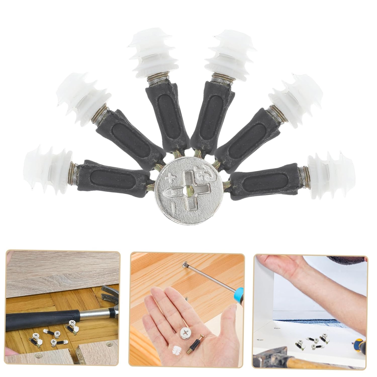 24Sets Furniture Cam Connectors with Self Tapping Rods Eccentric Wheel Nuts Fasteners for Secure Panel Connections in Cabinets and Office Furniture