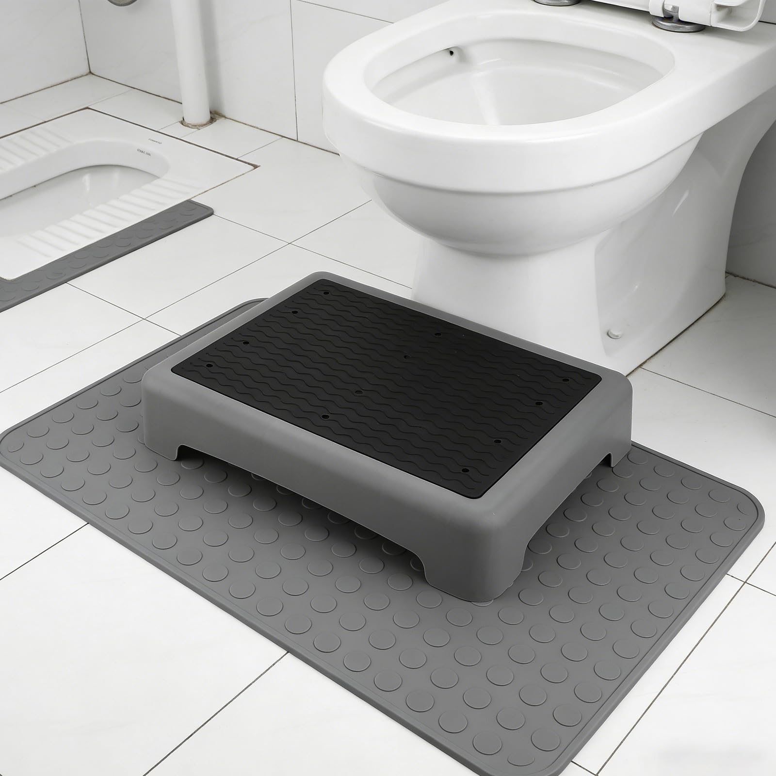 Alipis Tritthocker zur Höhenhilfe 44x34cm mit Rutschfester Oberfläche Kunststoff Stabile Fußstütze für Bad und Toilette für Senioren und Erwachsene