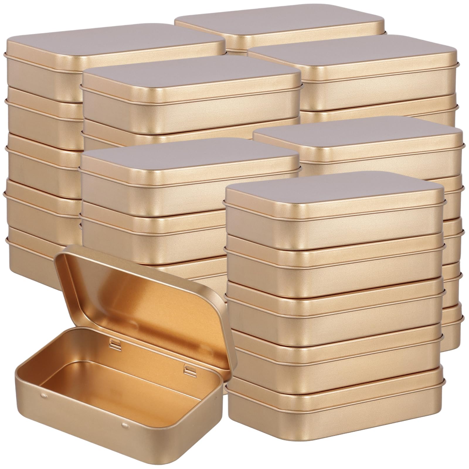 Boîte métal doré avec couvercle 9,4x6,1x2 cm en lot de 36 pour petits rangements