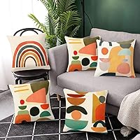Vista 4 de 4 fundas de almohada modernas de estilo abstracto de mediados de siglo, 18 x 18 pulgadas, fundas de almohada bohemias para sofá, fundas de cojín