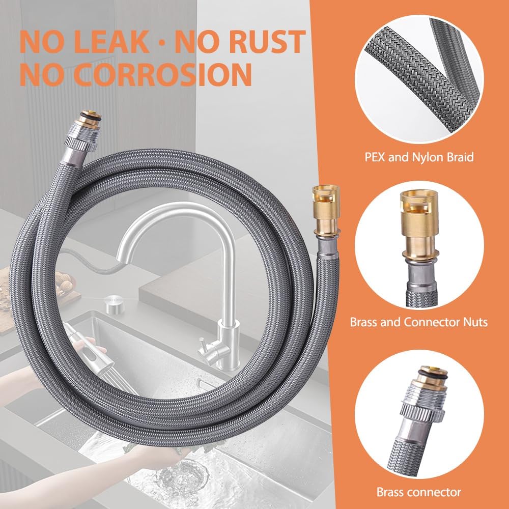 Kitchen Faucet Hose Replacement Compatible with Delta RP44647 RP32527, 59in Pull Down Sink Hose with DST or Non-DST, 470/472/474/476 Faucet Sprayer Replacement Parts (RP44647 faucet hose)