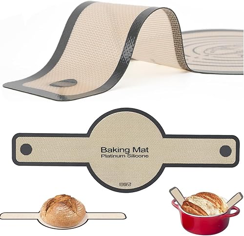 Eslinga de pan de silicona para horno holandés, silicona de platino especialmente seleccionada, alfombrilla para hornear de 8.3 pulgadas, bandejas