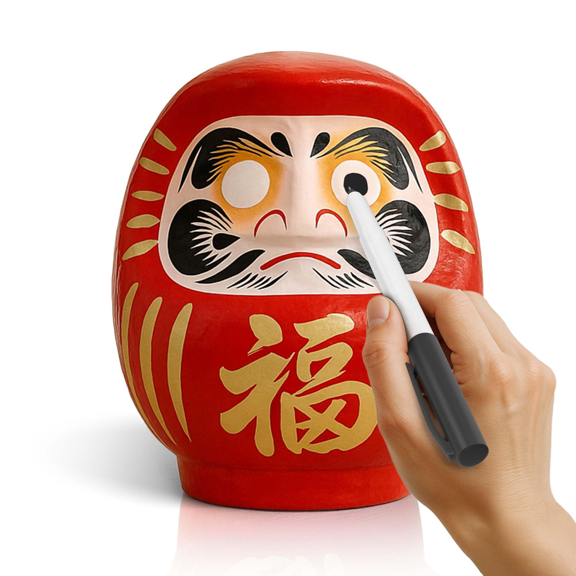 Bambola Daruma Giapponese Rossa Portafortuna 9 Cm, Per Desideri E Successo, Decorazione Zen, Fatto In Giappone