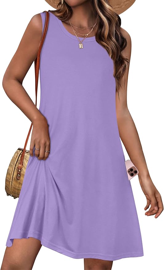 Womens Summer Dress Sleeveless Casual Tshirt Sundress
