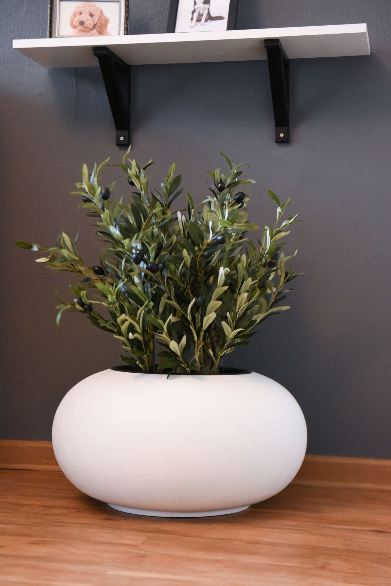 VIVANNO Pflanzkübel Blumentopf Rund Fiberglas VIGLIA Weiß Matt 27x54 cm