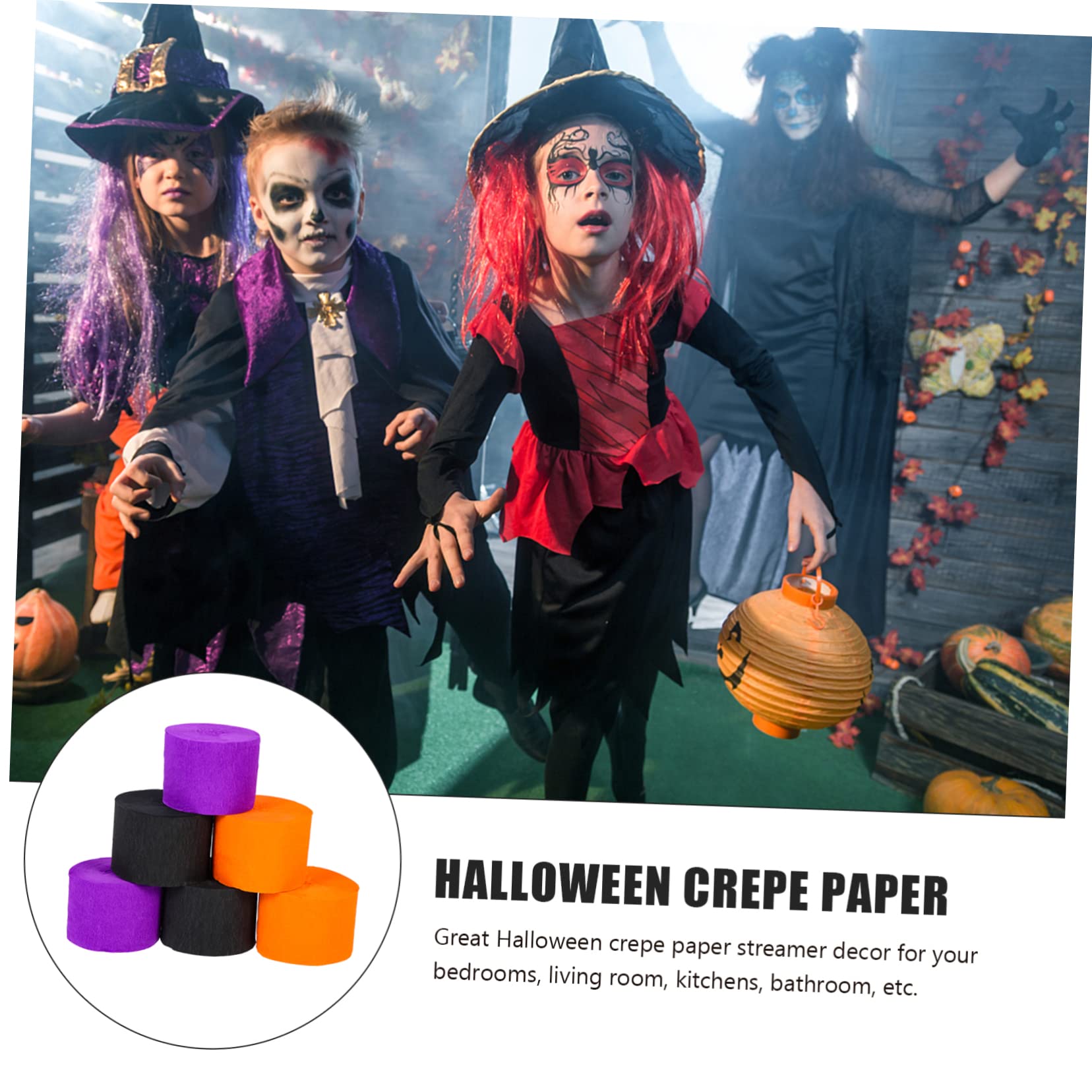 SEWACC 5sets Halloween Banner Set Crepe Luftschlangen Orange Schwarz Papier Dekorationen Party Luftschlangen Banner 6 Rollen * 5