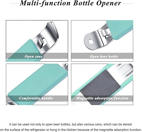 Miniatura 2 de 3 Piezas Abrebotellas Magnéticos Abridor de Latas Abridor de Cerveza Clásico Acero Inoxidable Abrebotellas Pequeño Perforador de Latas con Imán para