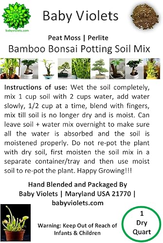 Miniatura 2 de Mezcla de tierra para macetas de bonsái de bambú (3 tazas  1 cuarto de galón), perlita y musgo de turba