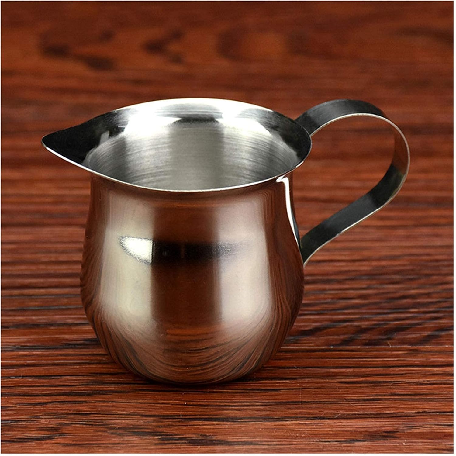 Small Simple Shape Stainless Steel Milk Tank Creamer Pitcher bar Utensil Coffee Creamer Tank with Handle, Suitable for cafes and Hotels Milk jug (Size: Medium) (S)