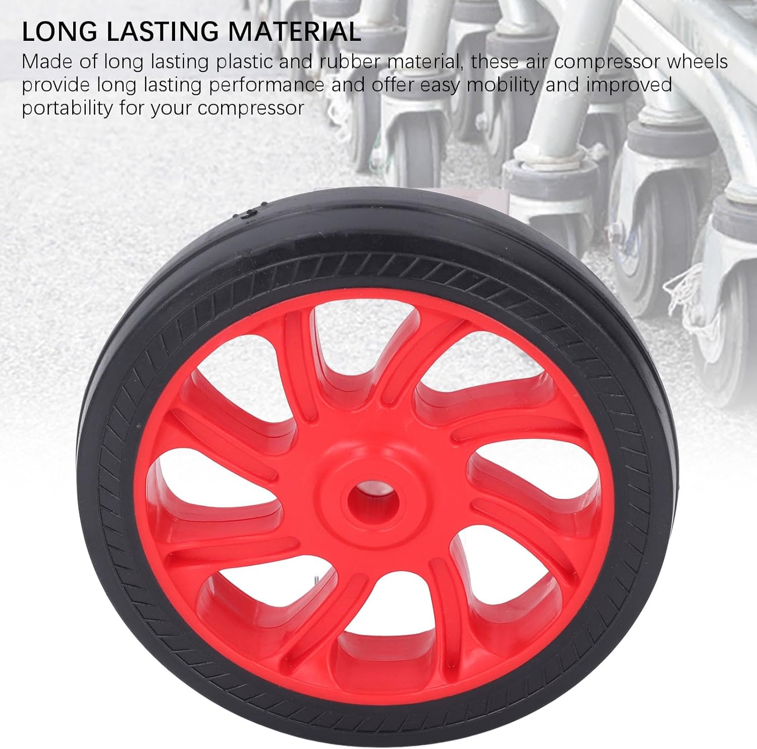 Air Compressor Wheels Rubber Casters 2Pcs Universal Replacement for Easy Mobility with 12mm Dia Hole Parts Accessories
