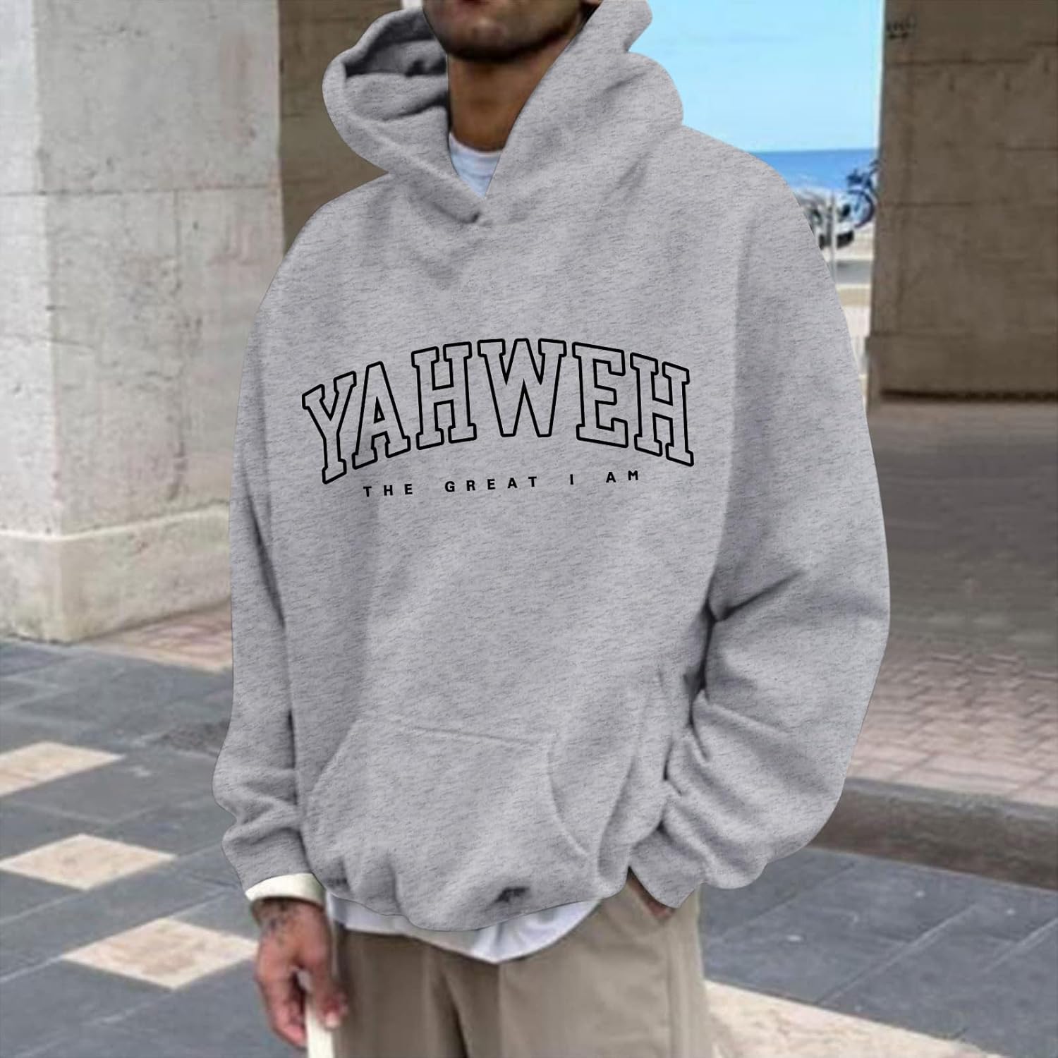 Christian Jesus Hoodies For Men Graphic Yahweh Hoodie Bible Verse God Sweatshirt Religious Faith Cotton Pullover Tops - Image 2