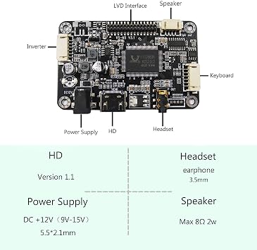 VSDISPLAY Audio LCD Controller Board Work for 14 15.6 inch 1366x768 LCD